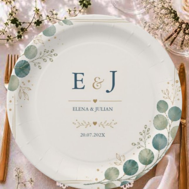 Elegant Blue Eucalyptus  Paper Plate (Creator Uploaded)