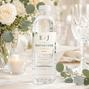 Elegant Blue Eucalyptus Water Bottle Label