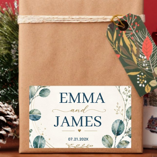 Elegant Blue Eucalyptus Watercolor Rectangular Sticker (Creator Uploaded)