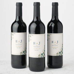 Elegant Blue Eucalyptus Wine Label