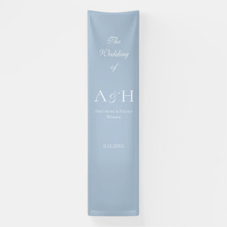 Elegant Blue Fabric Wedding Welcome Banner