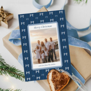 Elegant Blue Family Christmas Card