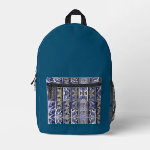 Elegant Blue Fantasy Squares Blue Printed Backpack