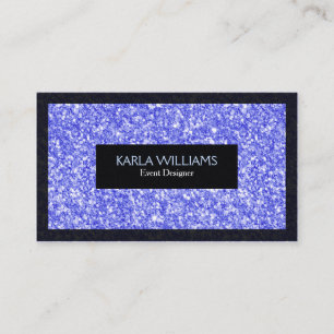Elegant Blue Faux Glitter With Black Accents Business Card