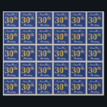 Elegant, Blue, Faux Gold 30th Birthday   Name Wrapping Paper<br><div class="desc">This simple and elegant wrapping paper design features a personalised message like "NameHere’s 30th Birthday" (with the "30th" having a faux/imitation gold-like colouring look) within a blue-coloured square area featuring a simple border outline. The name is in an elegant white-coloured script-like text, and can be customised. Wrapping paper like this...</div>