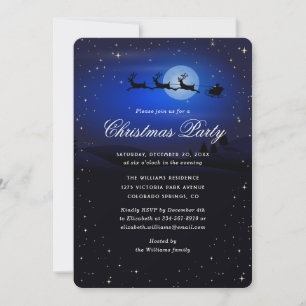 Elegant Blue Festive Christmas Party Invitation