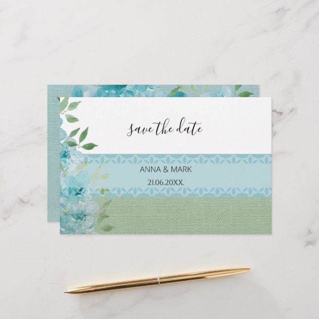 Elegant Blue Field Flowers Watercolor Stationery (Front/Back In Situ)