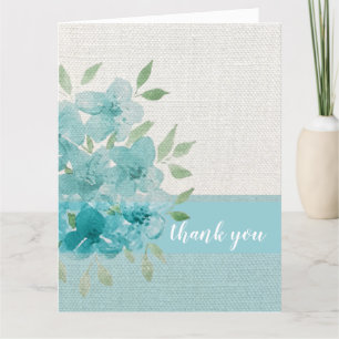 Elegant Blue Field Flowers Watercolor Thank You Card