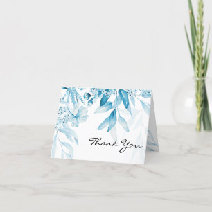 Elegant Blue Fine Art Floral Drop Thank You Card
