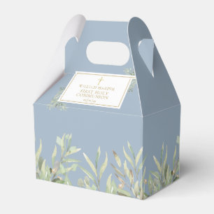 Elegant Blue First Holy Communion Greenery Favour  Favour Box