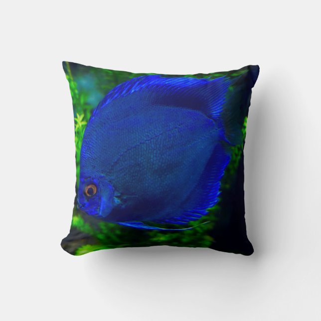 Elegant Blue Fish Throw Pillod Cushion (Front)