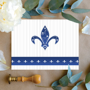 Elegant Blue Fleur de Lis Thank You Card