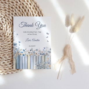 Elegant Blue Floral Baby Shower Thank You Card