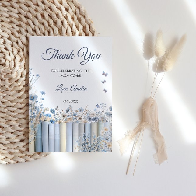 Elegant Blue Floral Baby Shower Thank You Card (Creator Uploaded)
