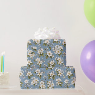 Elegant Blue Floral Blossom  Wrapping Paper