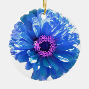 Elegant blue floral blue daisy ceramic tree decoration