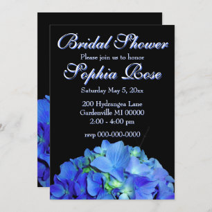 Elegant blue floral blue hydrangeas Bridal Shower Invitation