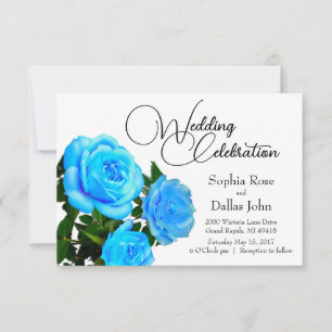 elegant blue floral blue roses blue flowers invitation