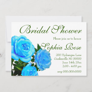 elegant blue floral blue roses blue flowers invitation
