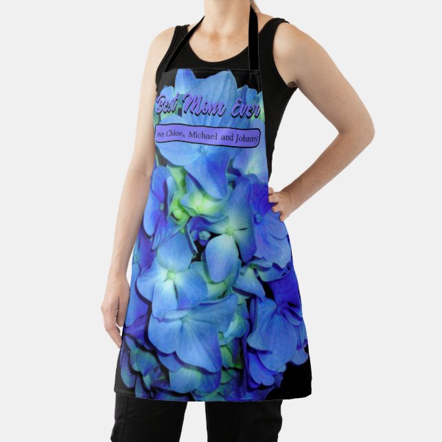 Elegant blue floral blue roses blue hydrangeas  apron (Insitu)