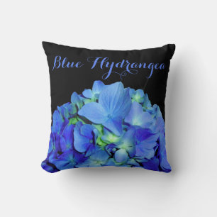 Elegant blue floral blue roses blue hydrangeas  cushion