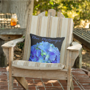 Elegant blue floral blue roses blue hydrangeas  cushion