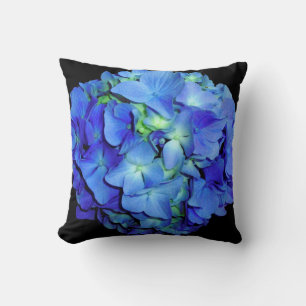 Elegant blue floral blue roses blue hydrangeas  cushion