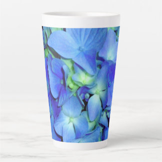 Elegant blue floral blue roses blue hydrangeas  latte mug