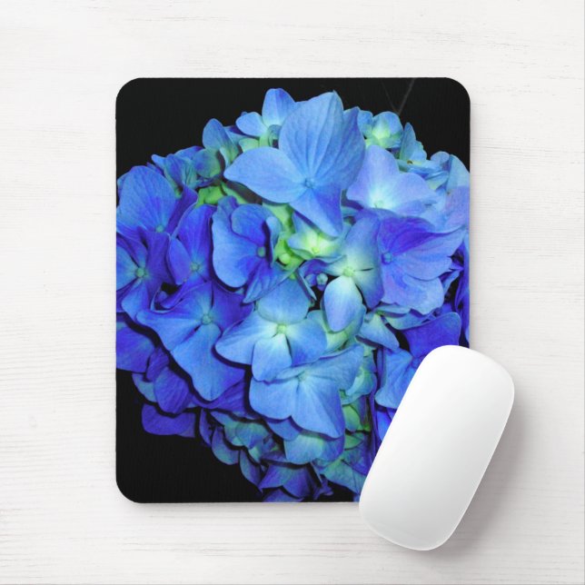 Elegant blue floral blue roses blue hydrangeas  mouse pad (With Mouse)