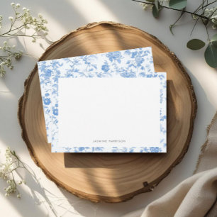 Elegant Blue Floral Border French Toile de Jouy Card