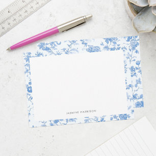 Elegant Blue Floral Border French Toile de Jouy Card