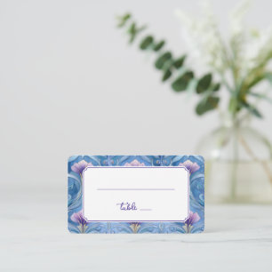 Elegant Blue Floral Border Place Card