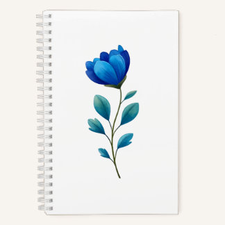 Elegant Blue Floral Botanical Spiral Notebook