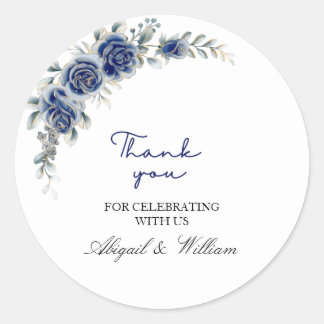 Elegant Blue Floral & Botanical Wedding Stickers