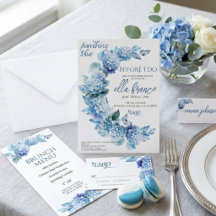 Elegant Blue Floral Bridal Brunch Party