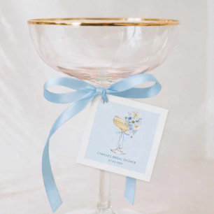 Elegant Blue Floral Bridal Brunch Square Favour Ta Tags