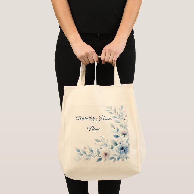 Elegant Blue Floral Bridal Party  Tote Bag (Front (Product))