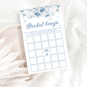 Elegant Blue Floral Bridal Shower Bingo Game