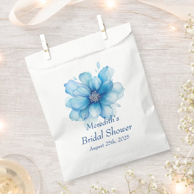 Elegant Blue Floral Bridal Shower Favour Bag (Clipped)