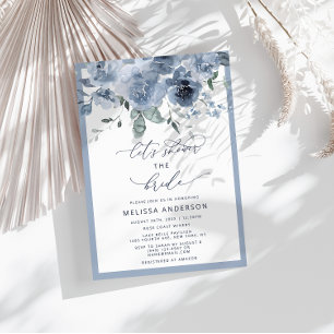 Elegant Blue Floral Bridal Shower Invitation