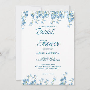 Elegant Blue Floral Bridal Shower Invitation