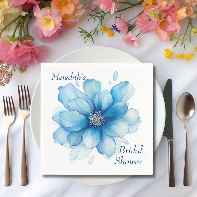 Elegant Blue Floral Bridal Shower Napkin (Creator Uploaded)