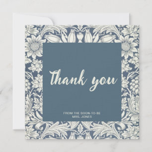 Elegant blue floral bridal shower thank you card