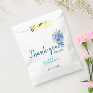 Elegant Blue Floral Bridal Shower Thank you Favour Bag