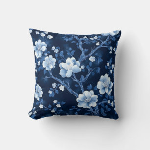 Elegant Blue Floral Cushion