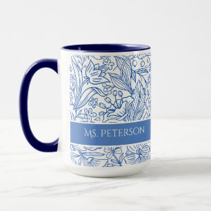 Elegant Blue Floral Custom  Mug