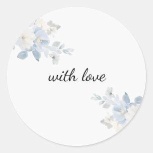 Elegant Blue Floral Custom Round Sticker   Envelop