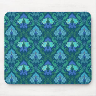 Elegant Blue Floral Damask Mouse Pad