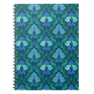 Elegant Blue Floral Damask Notebook