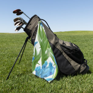 Elegant blue floral decorative eye-catching golf towel